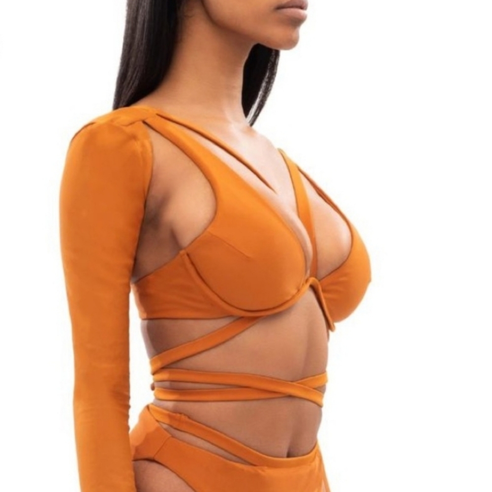 NWT Andrea Iyamah Medium Swim top Burnt Orange
